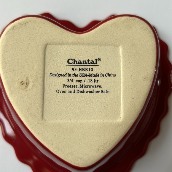 Chantal Red Heart Scalloped Ramekin Condiment Bowl - Picture 4 of 5